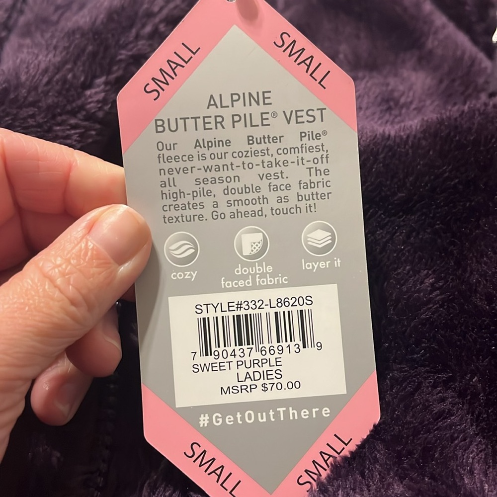NWT Free Country Alpine Butter Pile Vest Purple Fur Zip-up Small - Picture 8 of 8